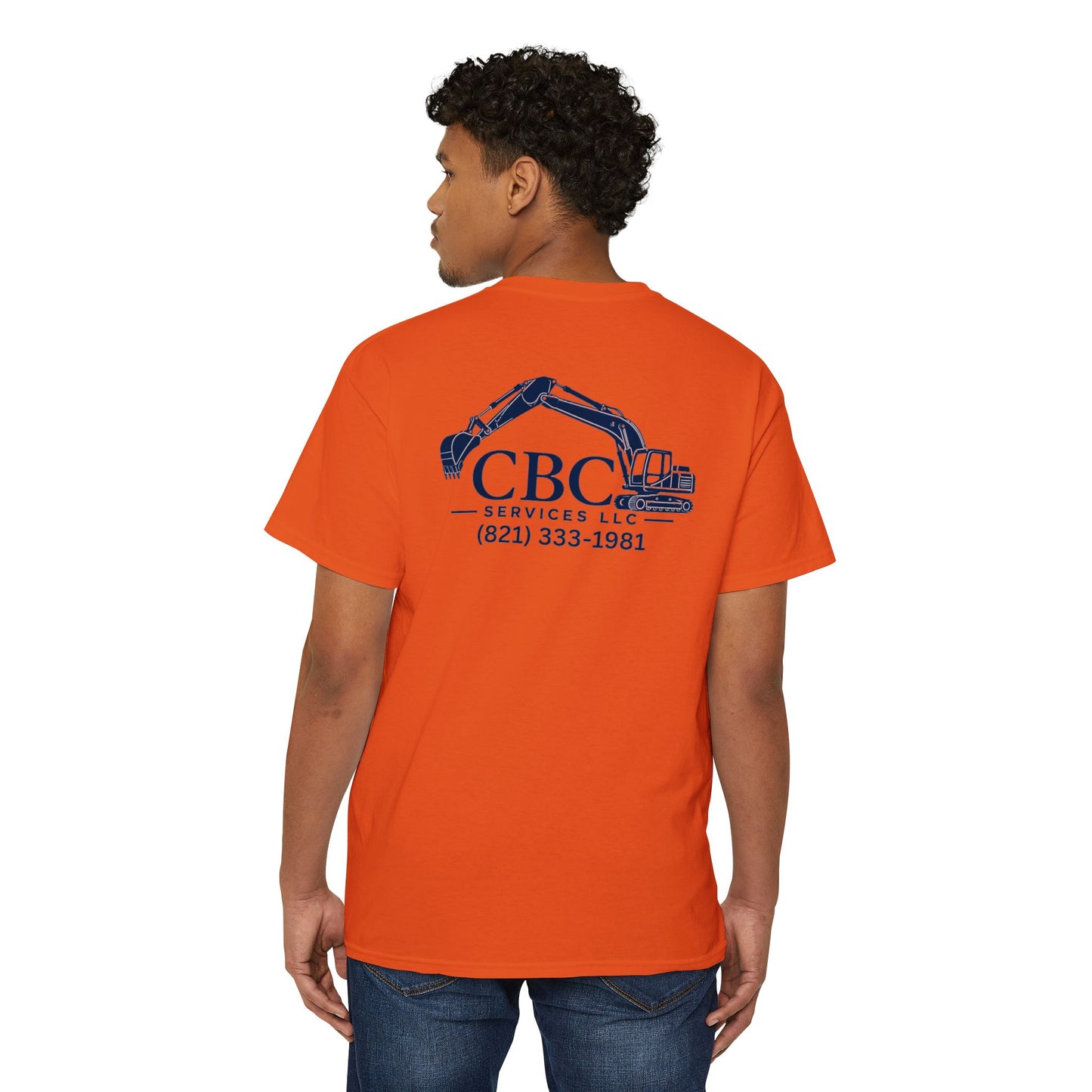 Construction Company Pocket Tee — CBC Services Excavator Logo T-Shirt