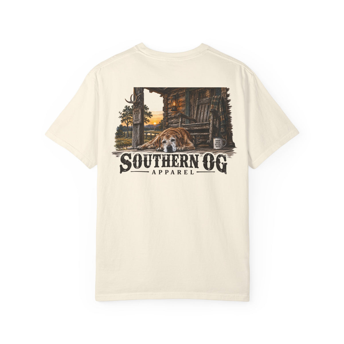 Southern OG T-Shirt — Rustic Cabin & Dog Graphic Tee