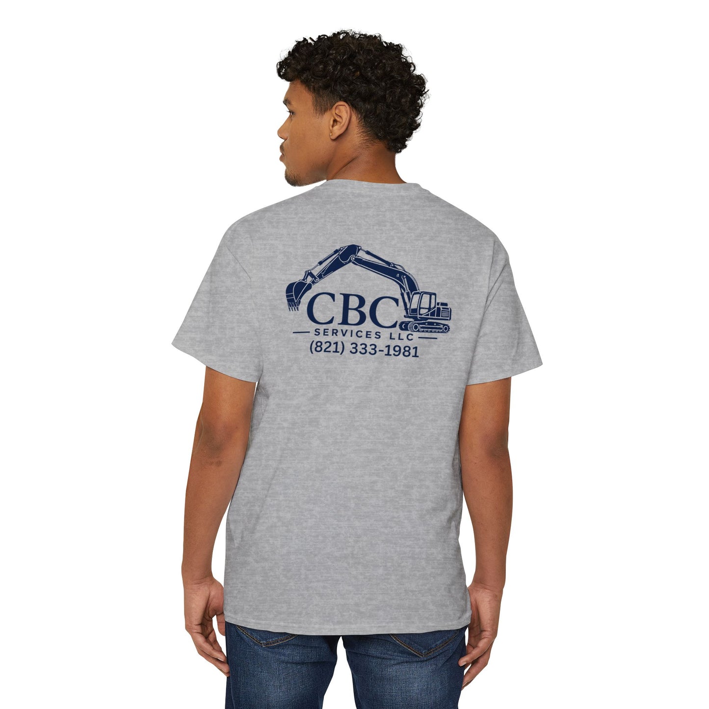 Construction Company Pocket Tee — CBC Services Excavator Logo T-Shirt