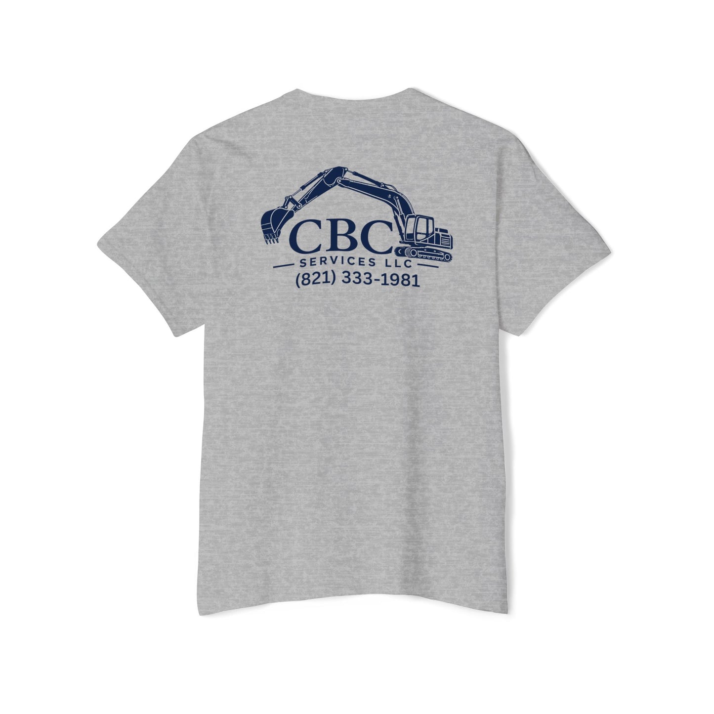Construction Company Pocket Tee — CBC Services Excavator Logo T-Shirt