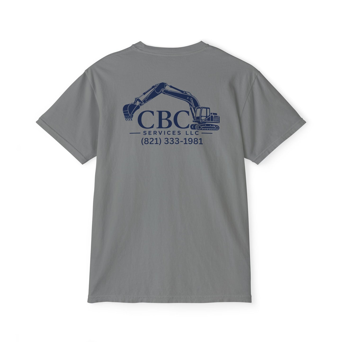Excavator Logo Pocket T‑Shirt — CBC Services Construction Tee