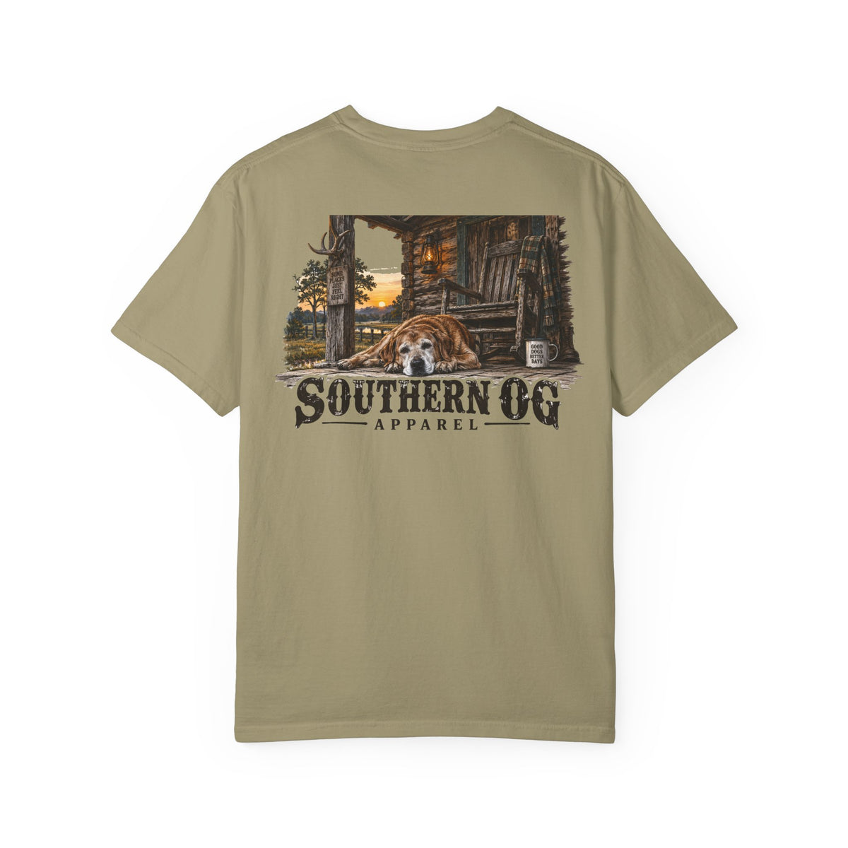 Southern OG T-Shirt — Rustic Cabin & Dog Graphic Tee
