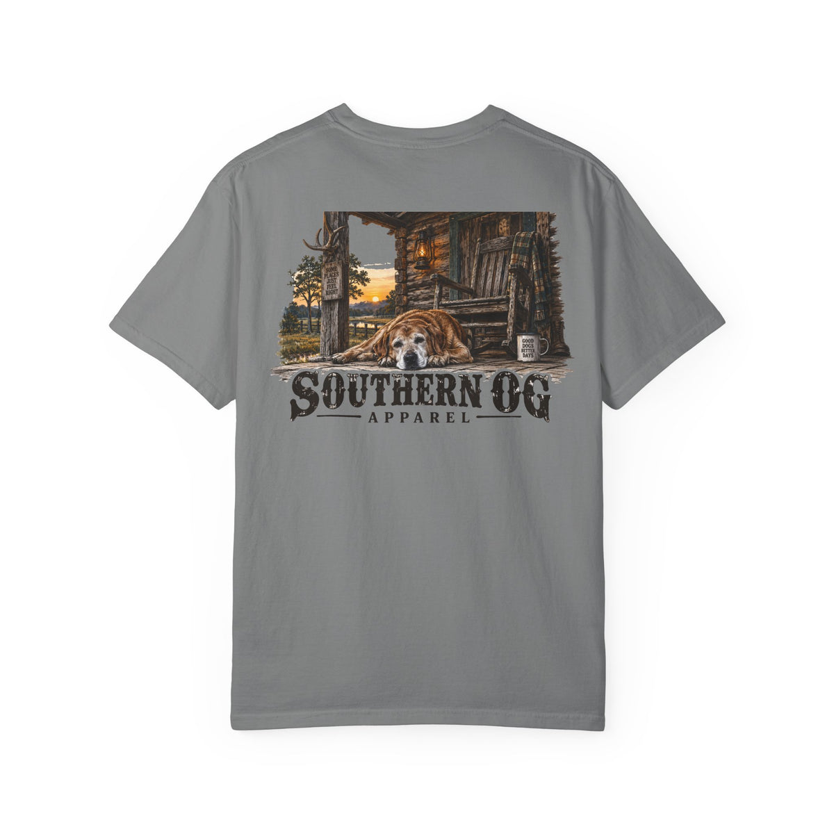 Southern OG T-Shirt — Rustic Cabin & Dog Graphic Tee