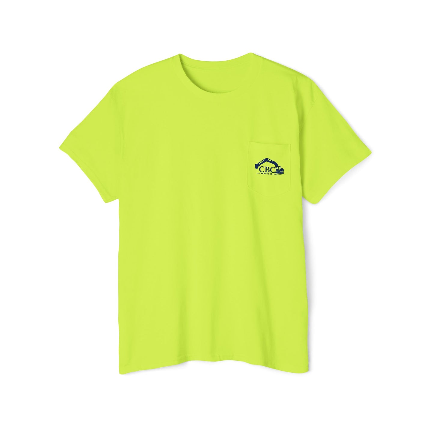 Construction Company Pocket Tee — CBC Services Excavator Logo T-Shirt