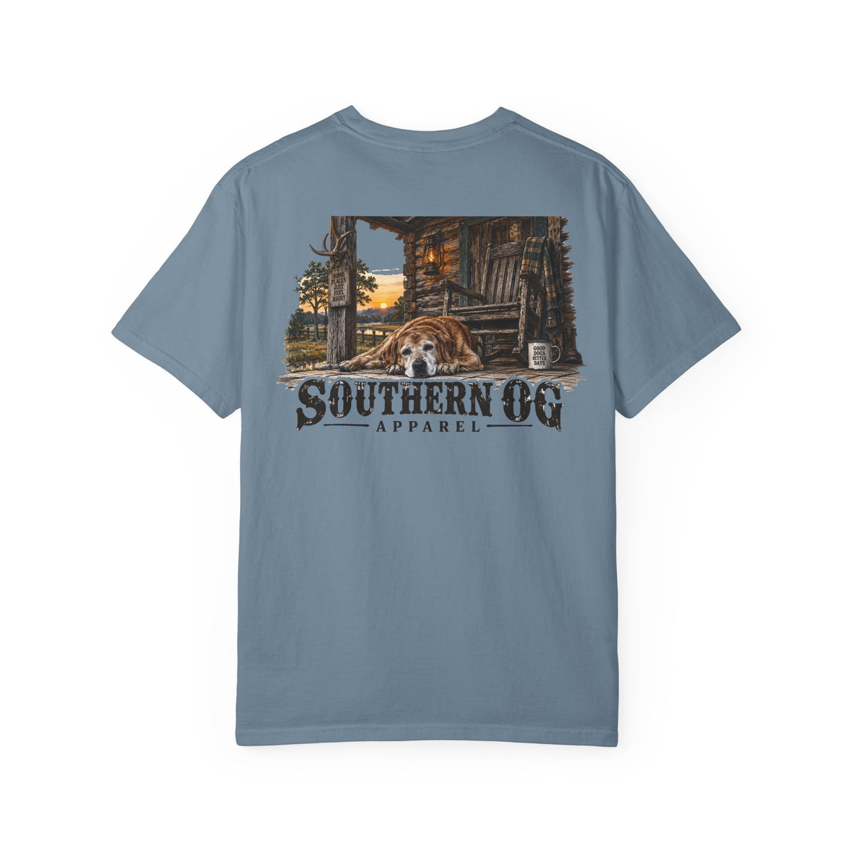 Southern OG T-Shirt — Rustic Cabin & Dog Graphic Tee