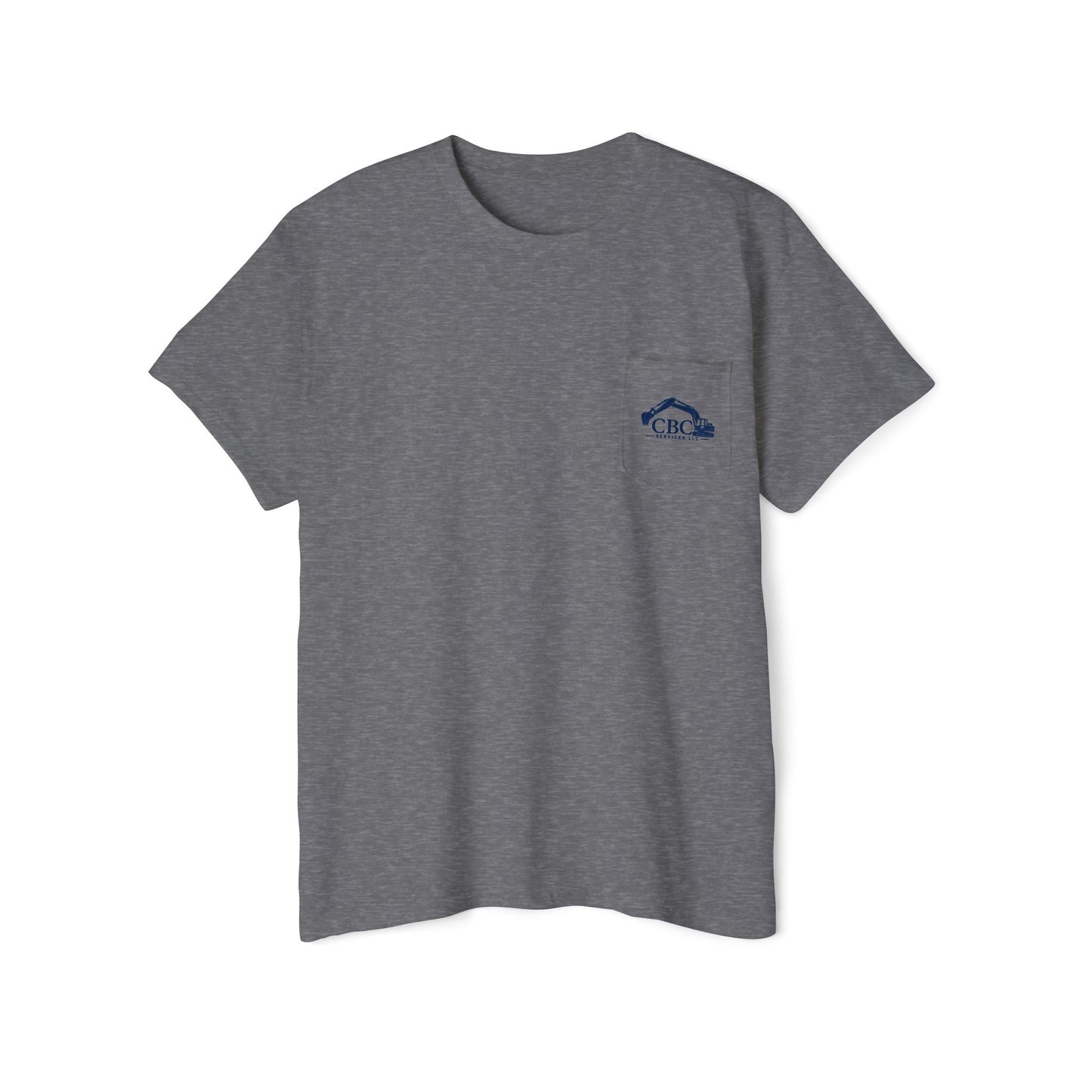 Construction Company Pocket Tee — CBC Services Excavator Logo T-Shirt