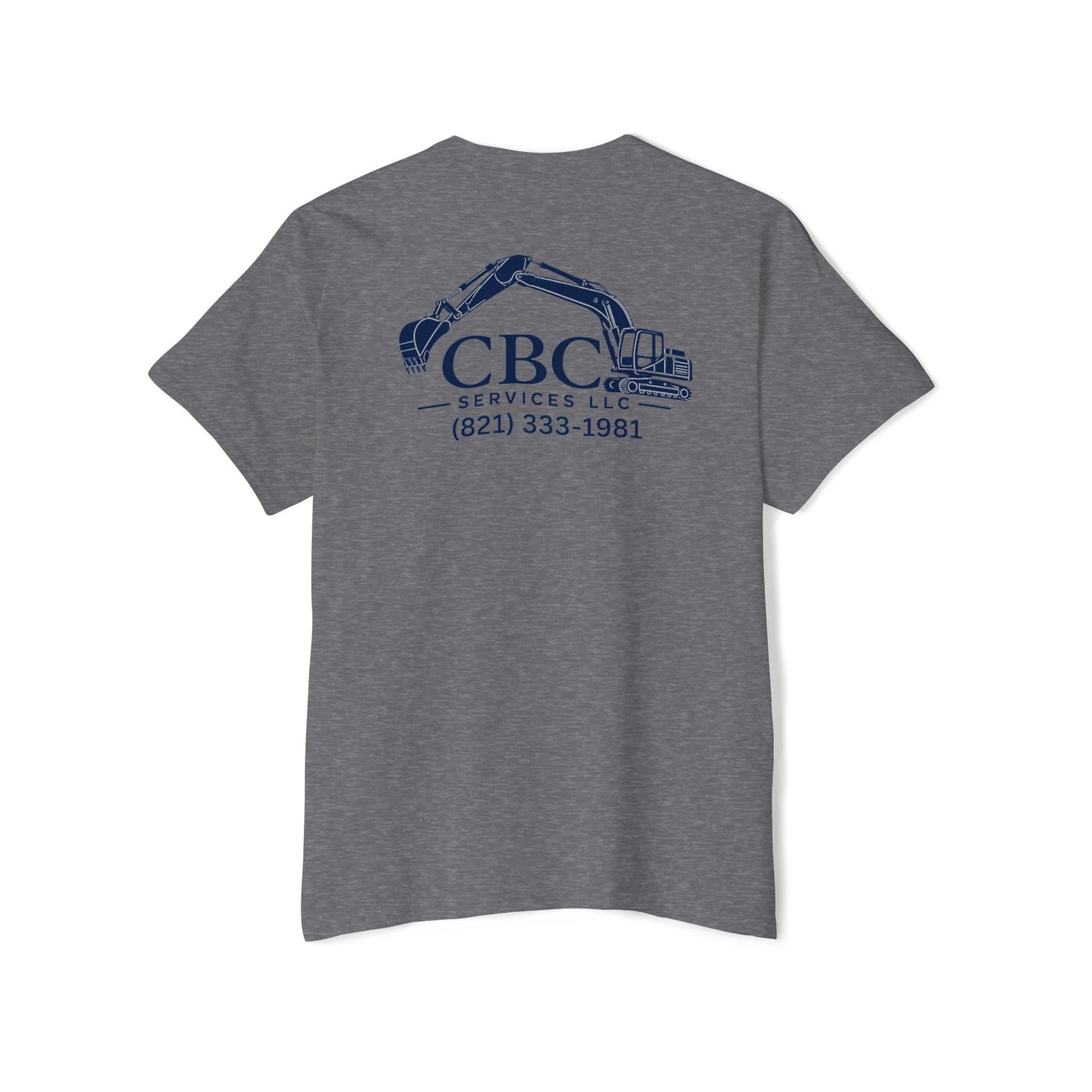 Construction Company Pocket Tee — CBC Services Excavator Logo T-Shirt