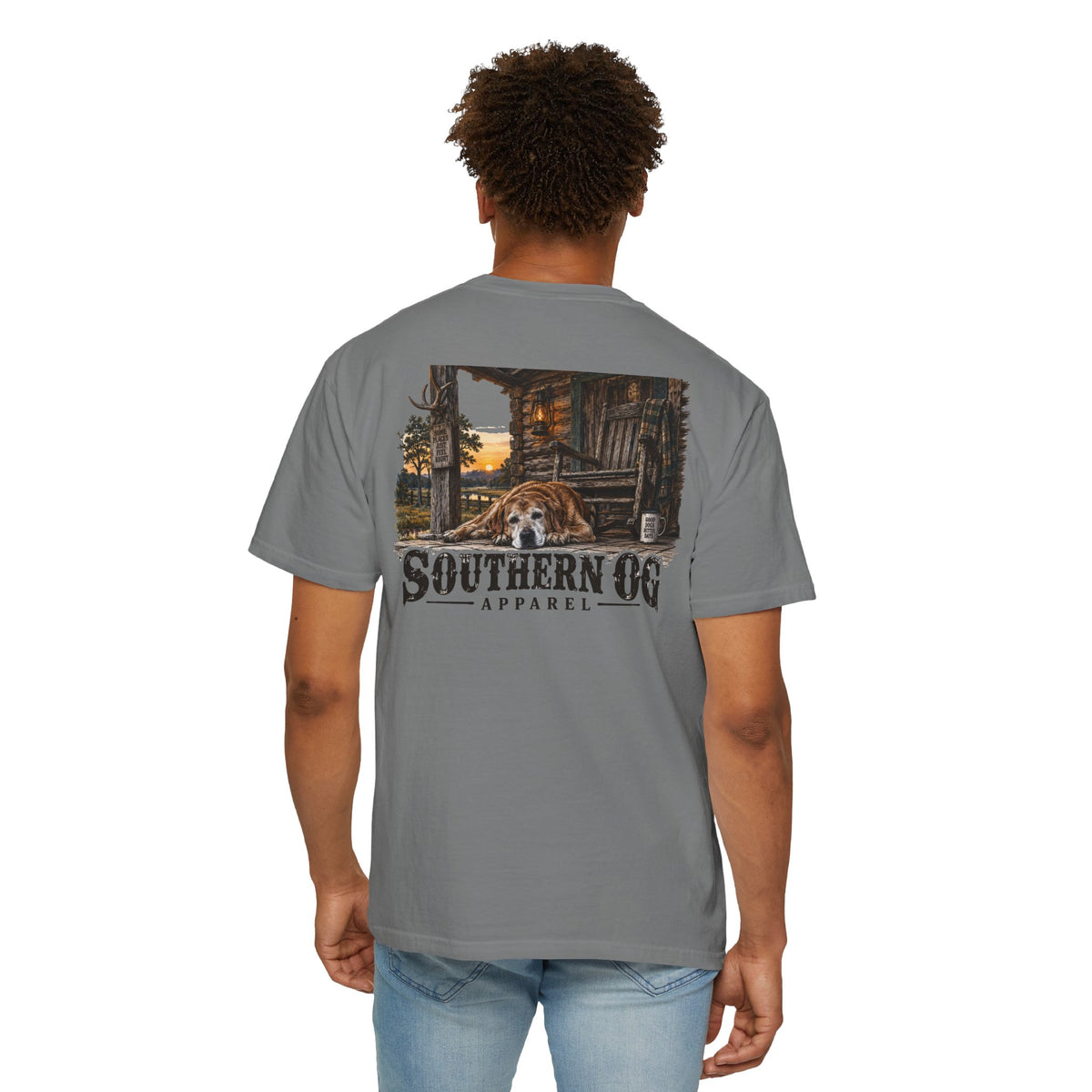 Southern OG T-Shirt — Rustic Cabin & Dog Graphic Tee
