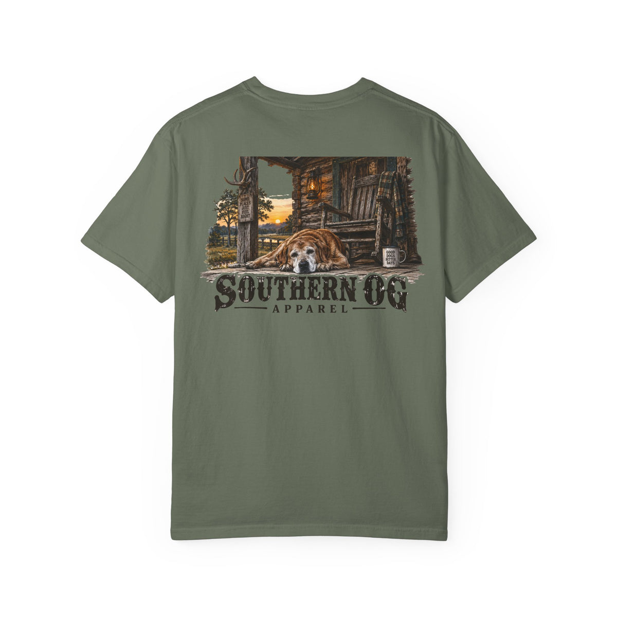 Southern OG T-Shirt — Rustic Cabin & Dog Graphic Tee