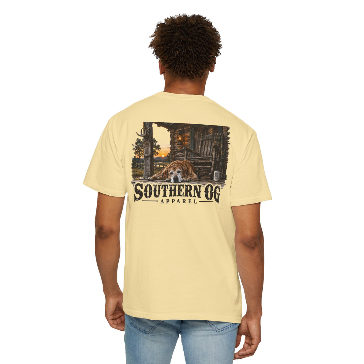 Southern OG T-Shirt — Rustic Cabin & Dog Graphic Tee