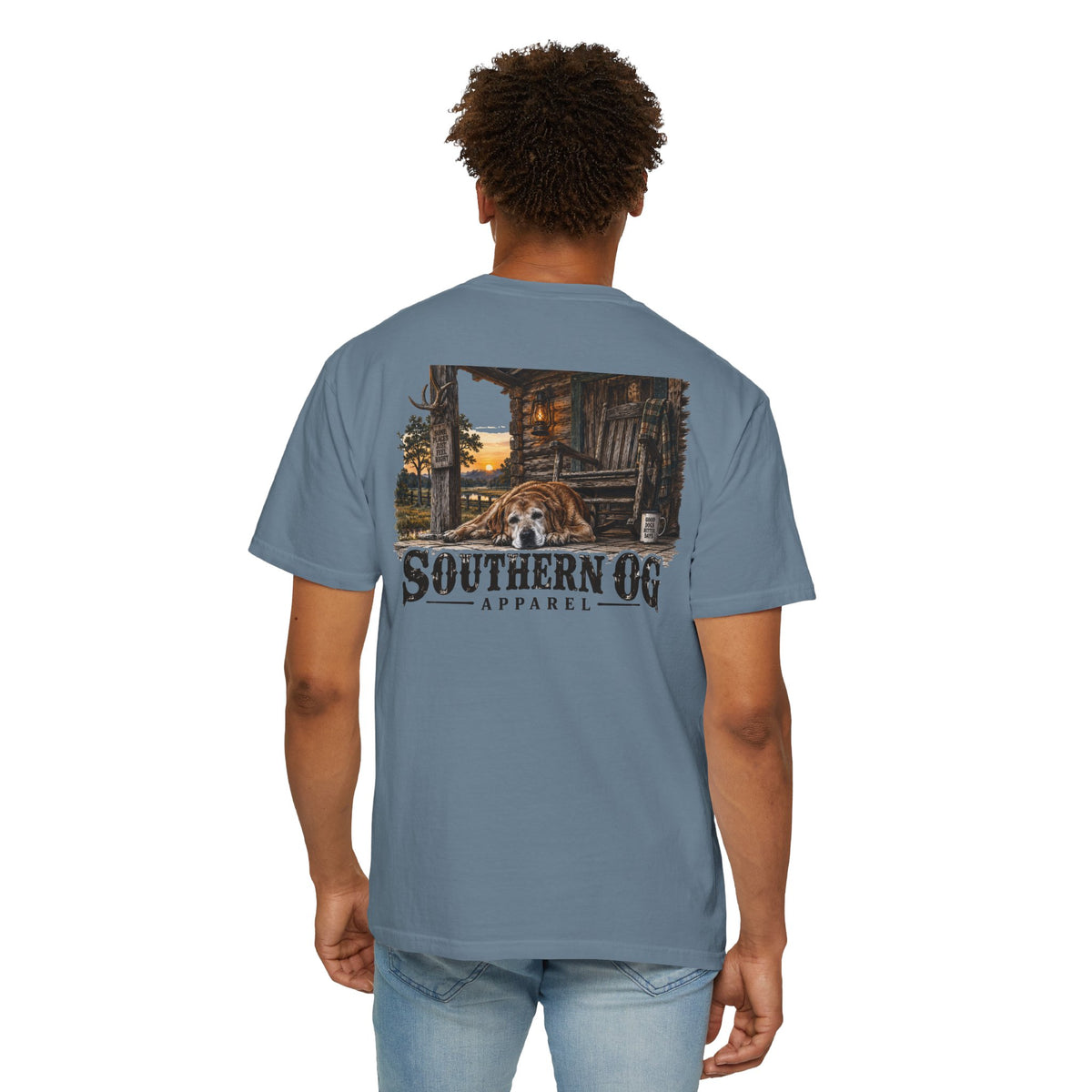 Southern OG T-Shirt — Rustic Cabin & Dog Graphic Tee