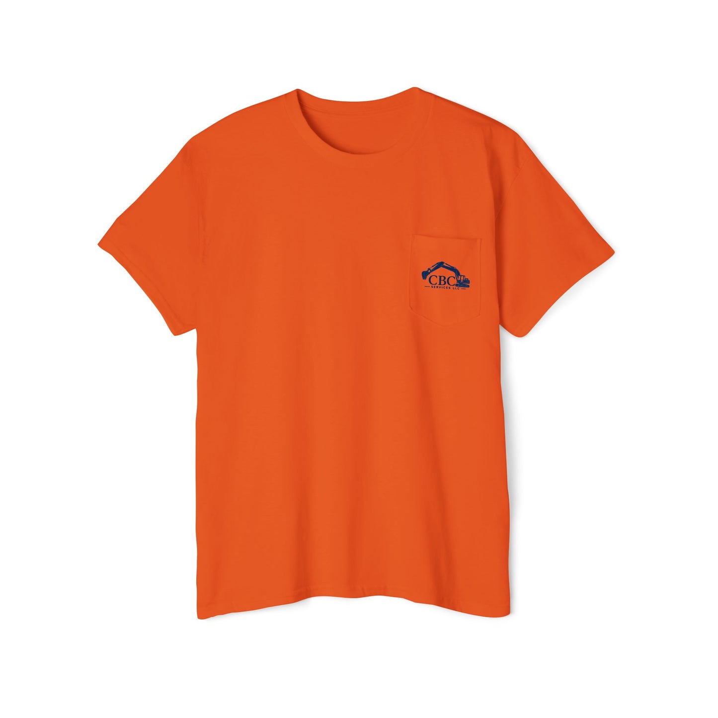 Construction Company Pocket Tee — CBC Services Excavator Logo T-Shirt