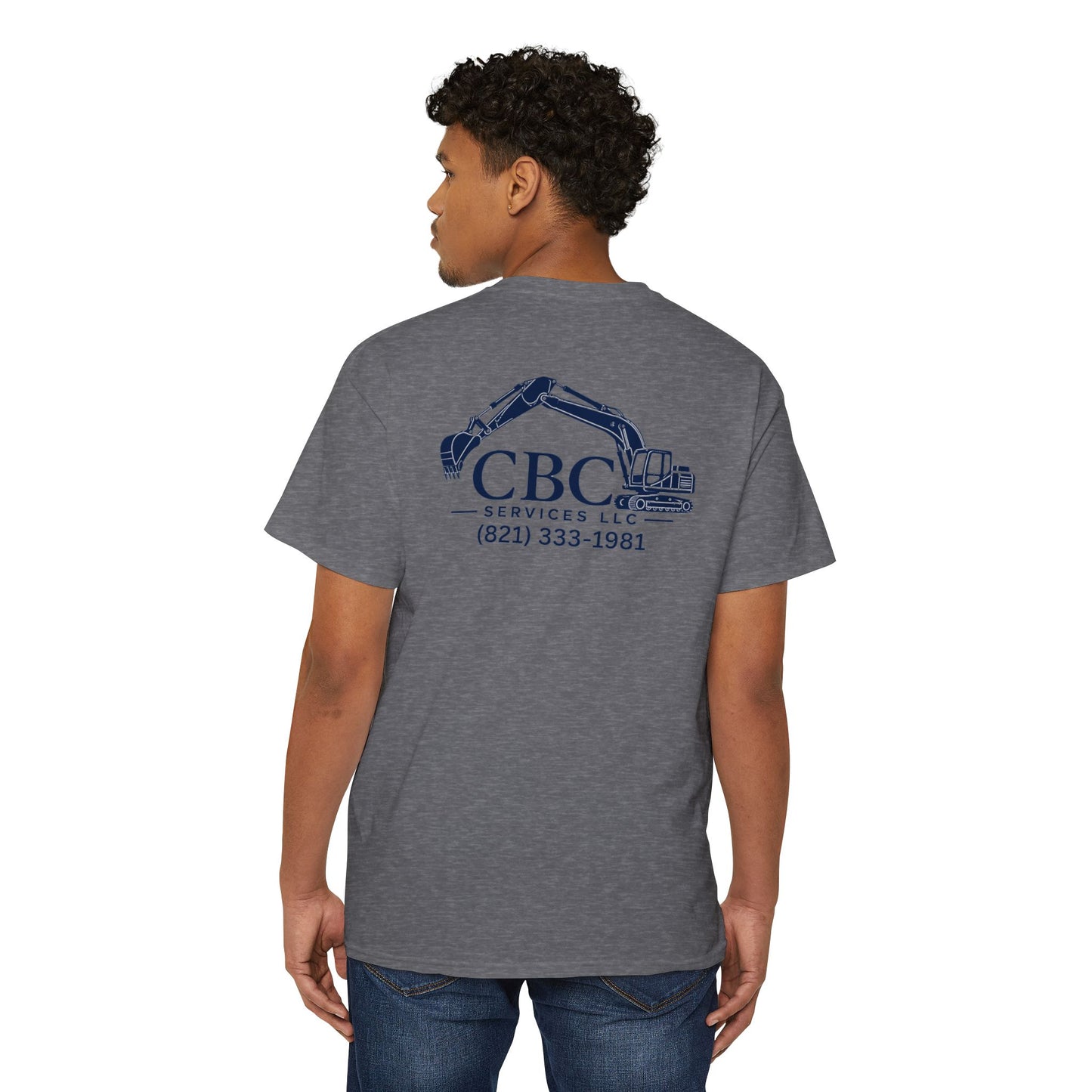 Construction Company Pocket Tee — CBC Services Excavator Logo T-Shirt