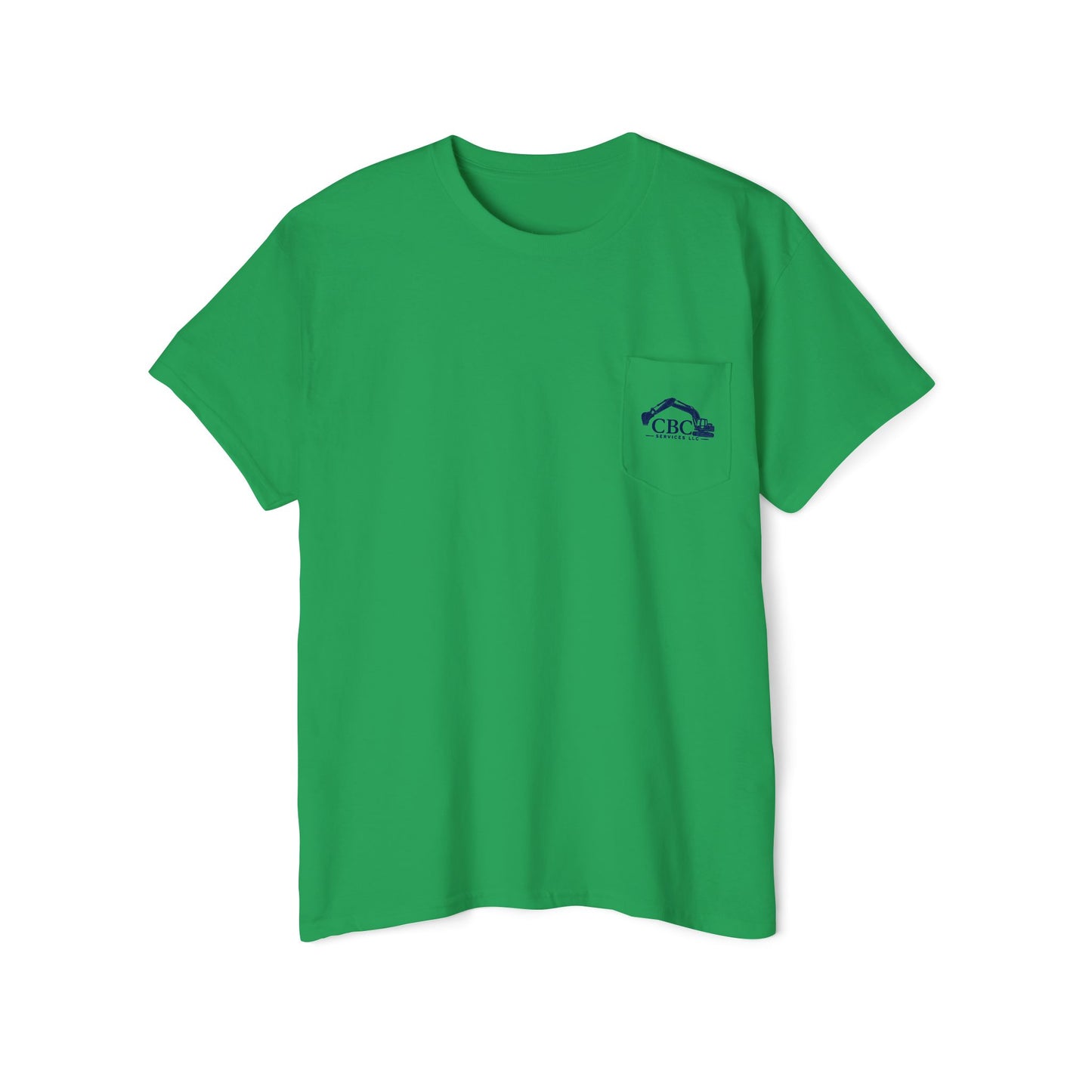 Construction Company Pocket Tee — CBC Services Excavator Logo T-Shirt
