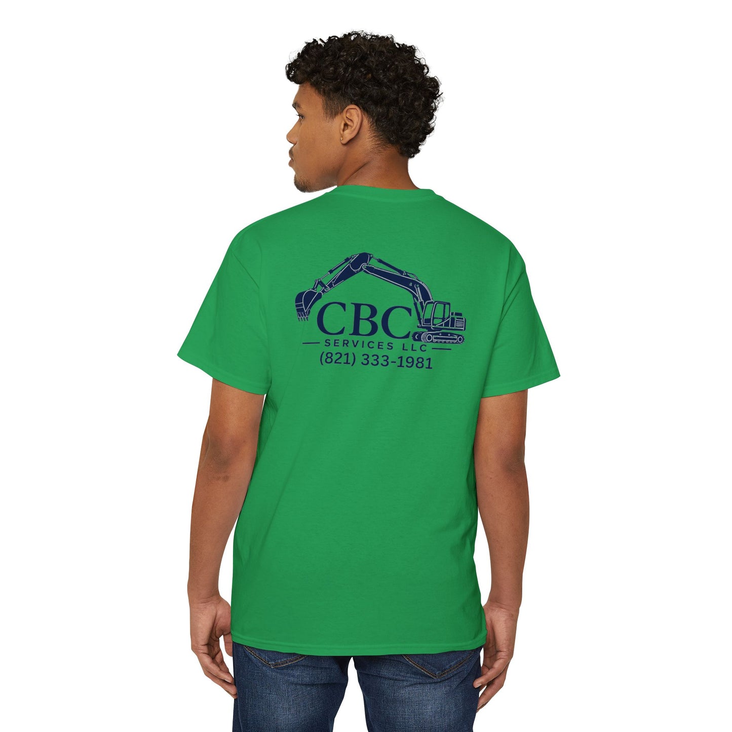 Construction Company Pocket Tee — CBC Services Excavator Logo T-Shirt