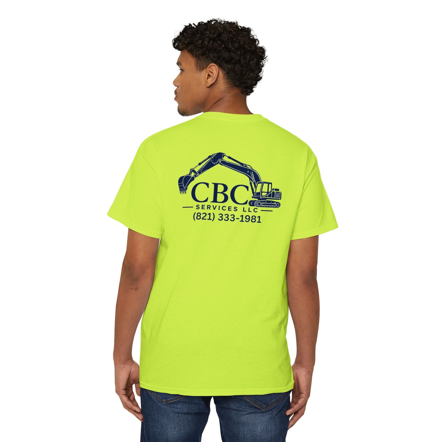 Construction Company Pocket Tee — CBC Services Excavator Logo T-Shirt