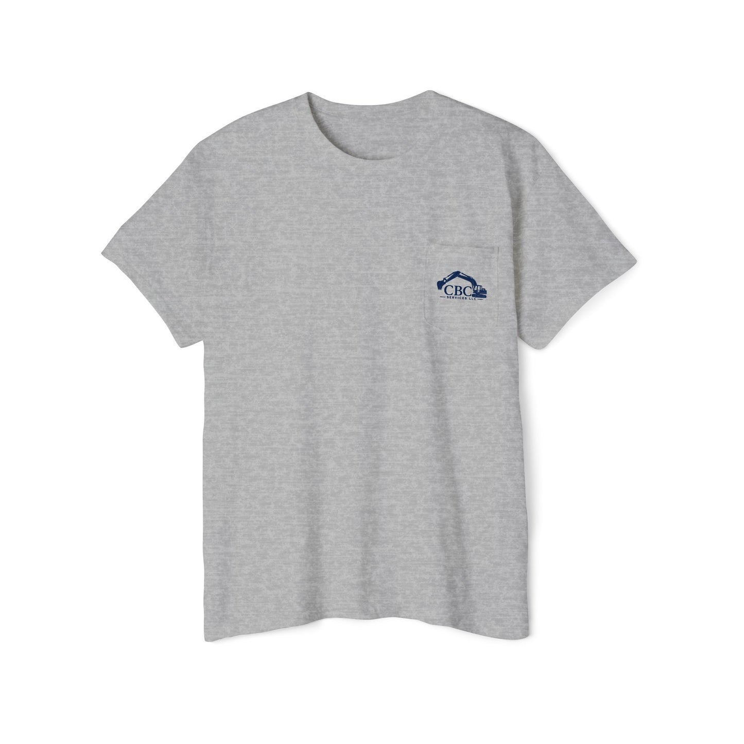 Construction Company Pocket Tee — CBC Services Excavator Logo T-Shirt